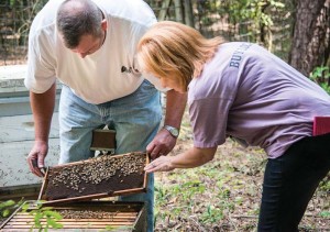 Heidi and Jeff in the hives